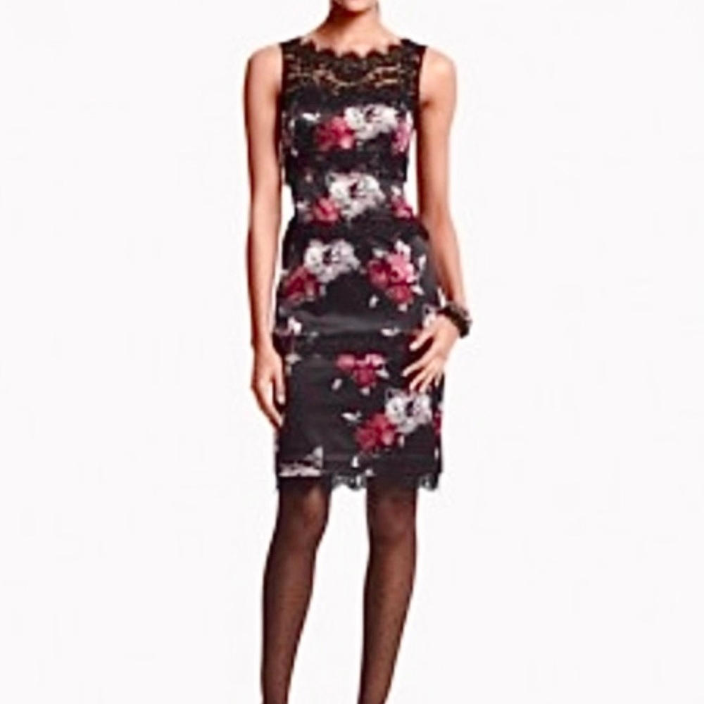 WHBM - Floral Print With Lace Dress